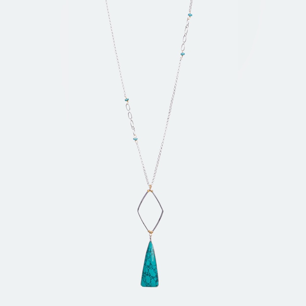 Nakamol Turquoise Silver and Gold Pendant Necklace